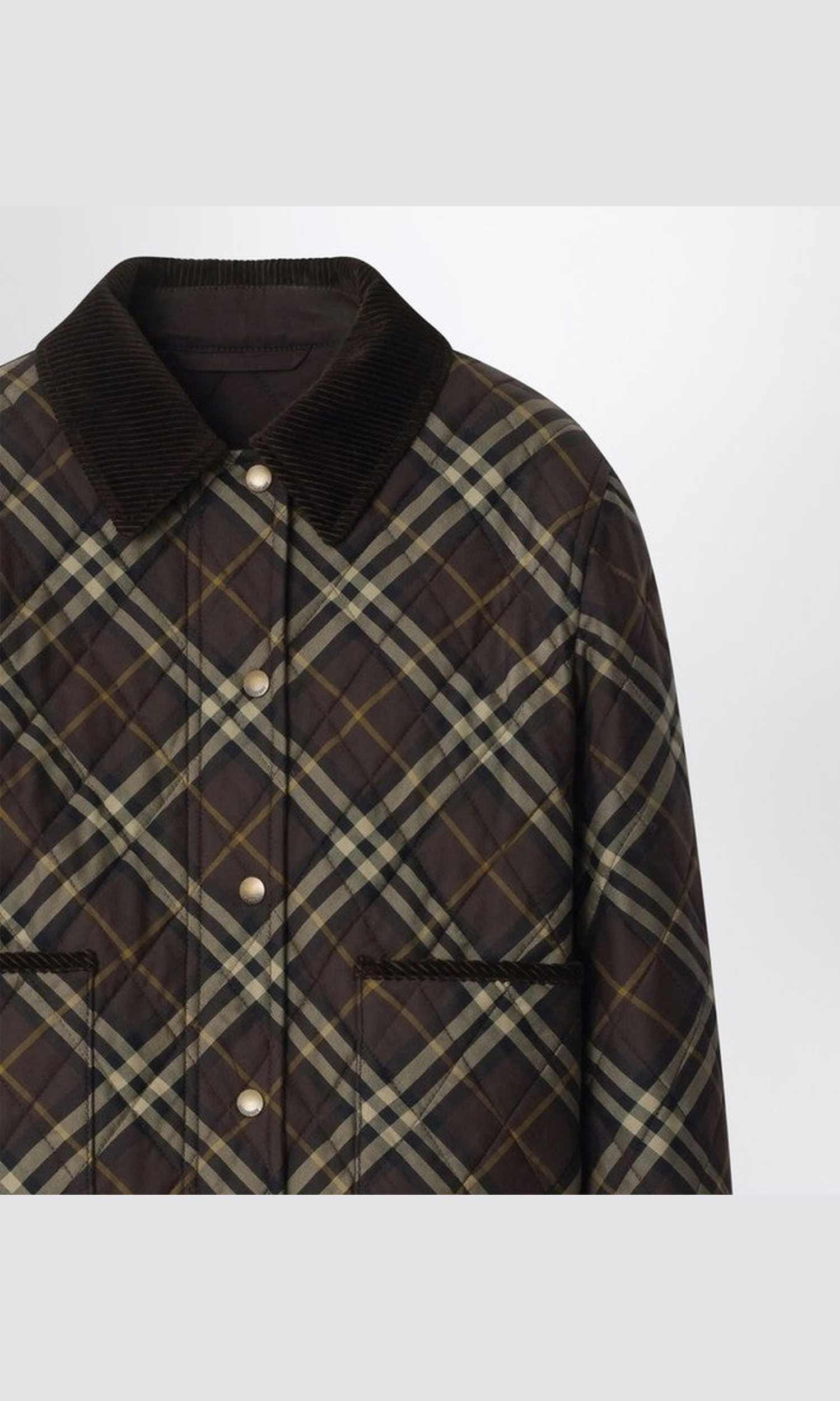 Burberry Nylon Cropped Quilted Jacket with Check Pattern Glam Steals