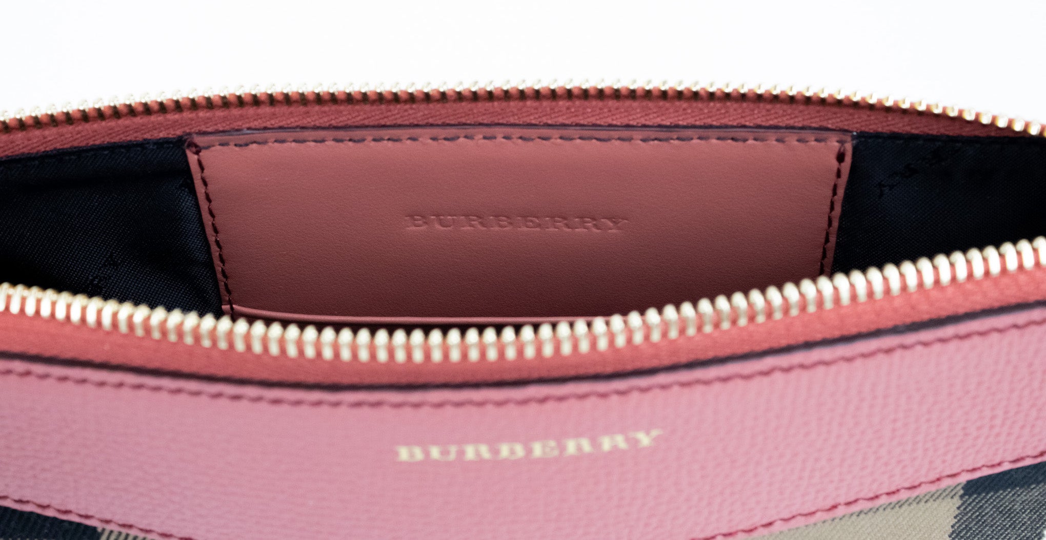 Burberry Peyton House Check Der Cinnamon Grain Leather Pouch Crossbody Red Bag Glam Steals