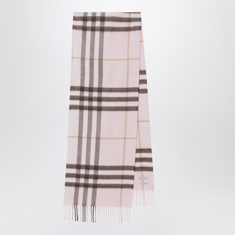 Burberry Pink Cashmere Scarf with Check Pattern Glam Steals