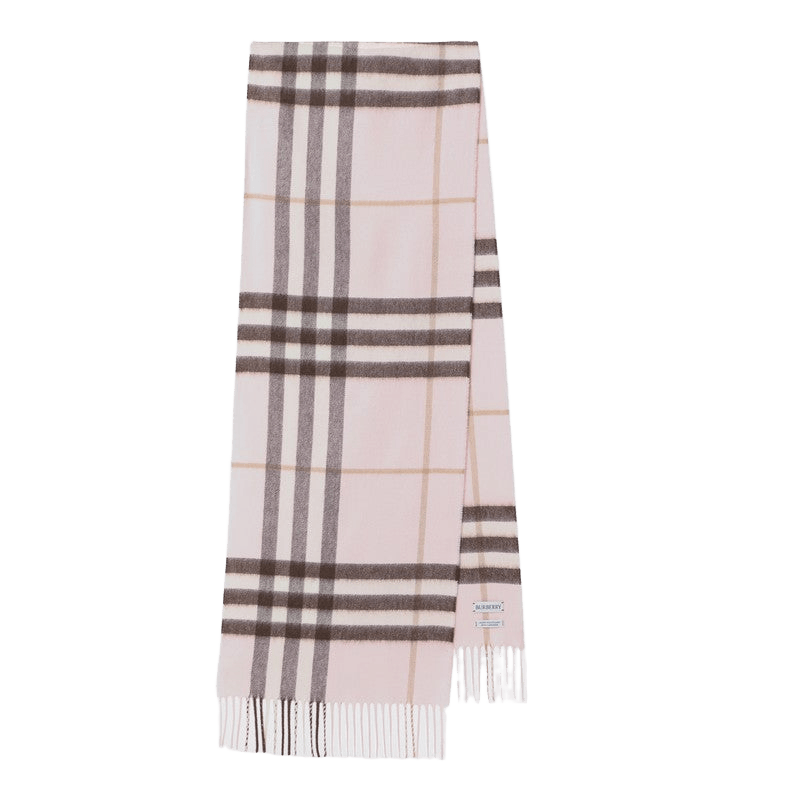 Burberry Pink Cashmere Scarf with Check Pattern Glam Steals
