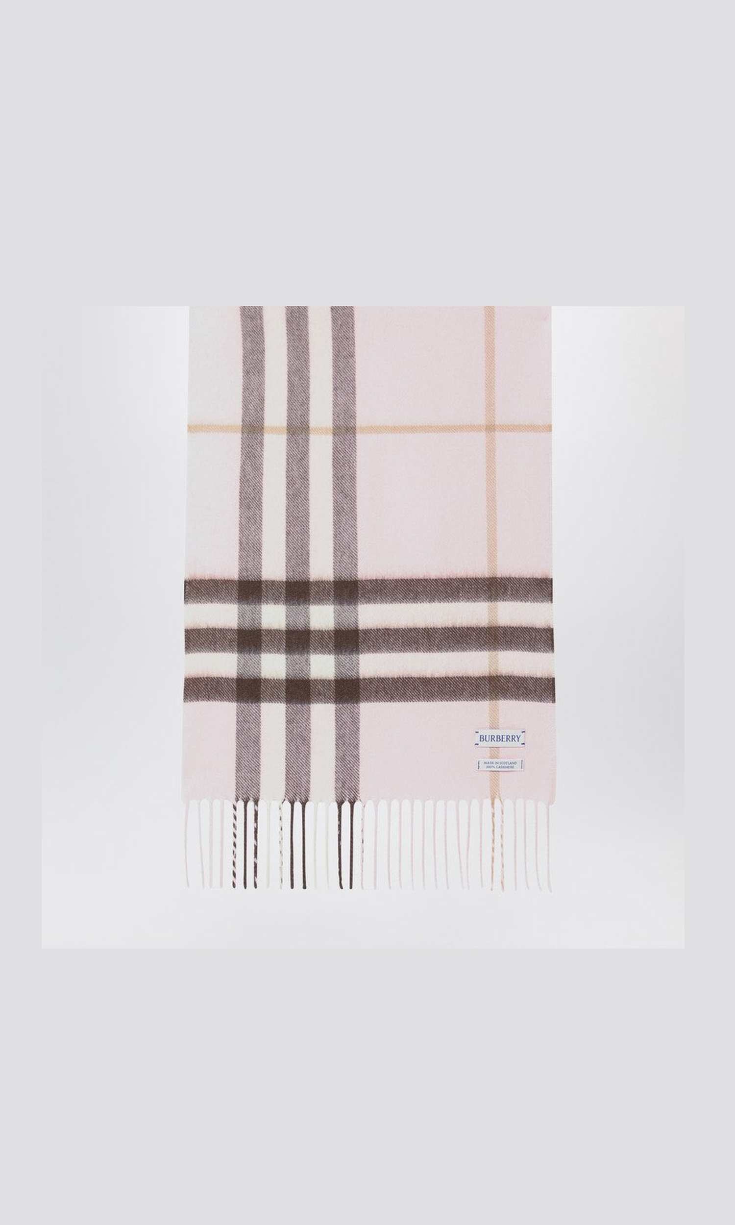 Burberry Pink Cashmere Scarf with Check Pattern Glam Steals