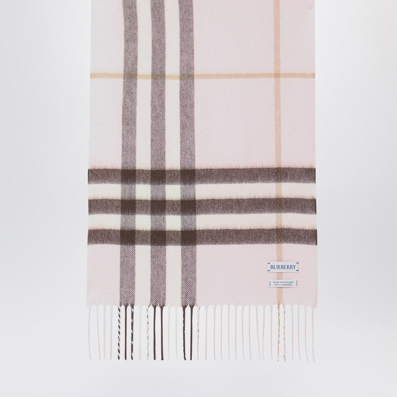 Burberry Pink Cashmere Scarf with Check Pattern Glam Steals