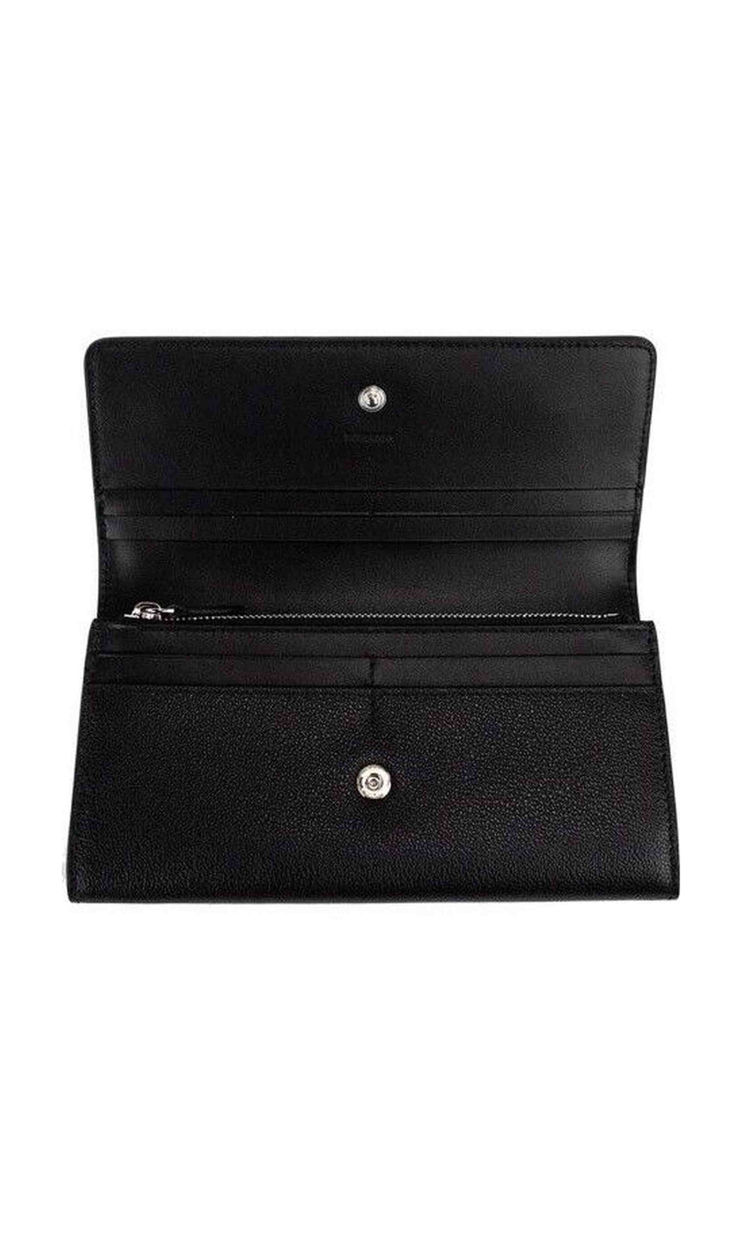 Burberry Porter Grained Leather Branded Logo Embossed Clutch Flap Black Wallet Glam Steals