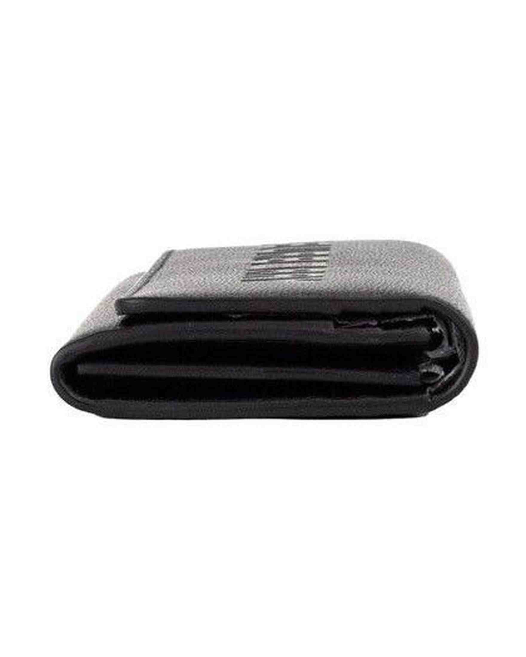 Burberry Porter Grained Leather Branded Logo Embossed Clutch Flap Black Wallet Glam Steals