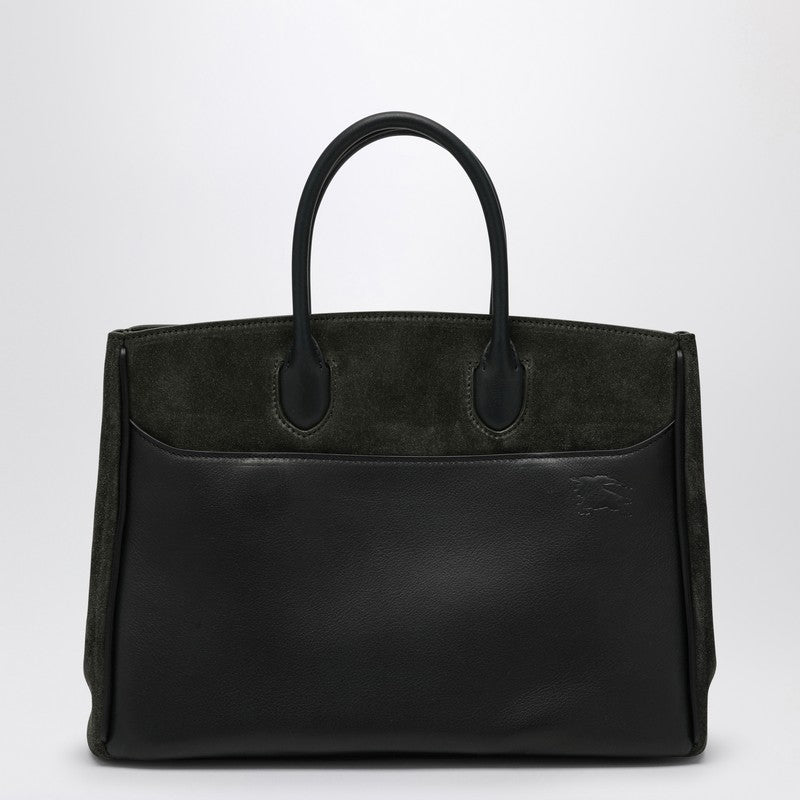 Burberry Rocking Horse small dark green suede tote