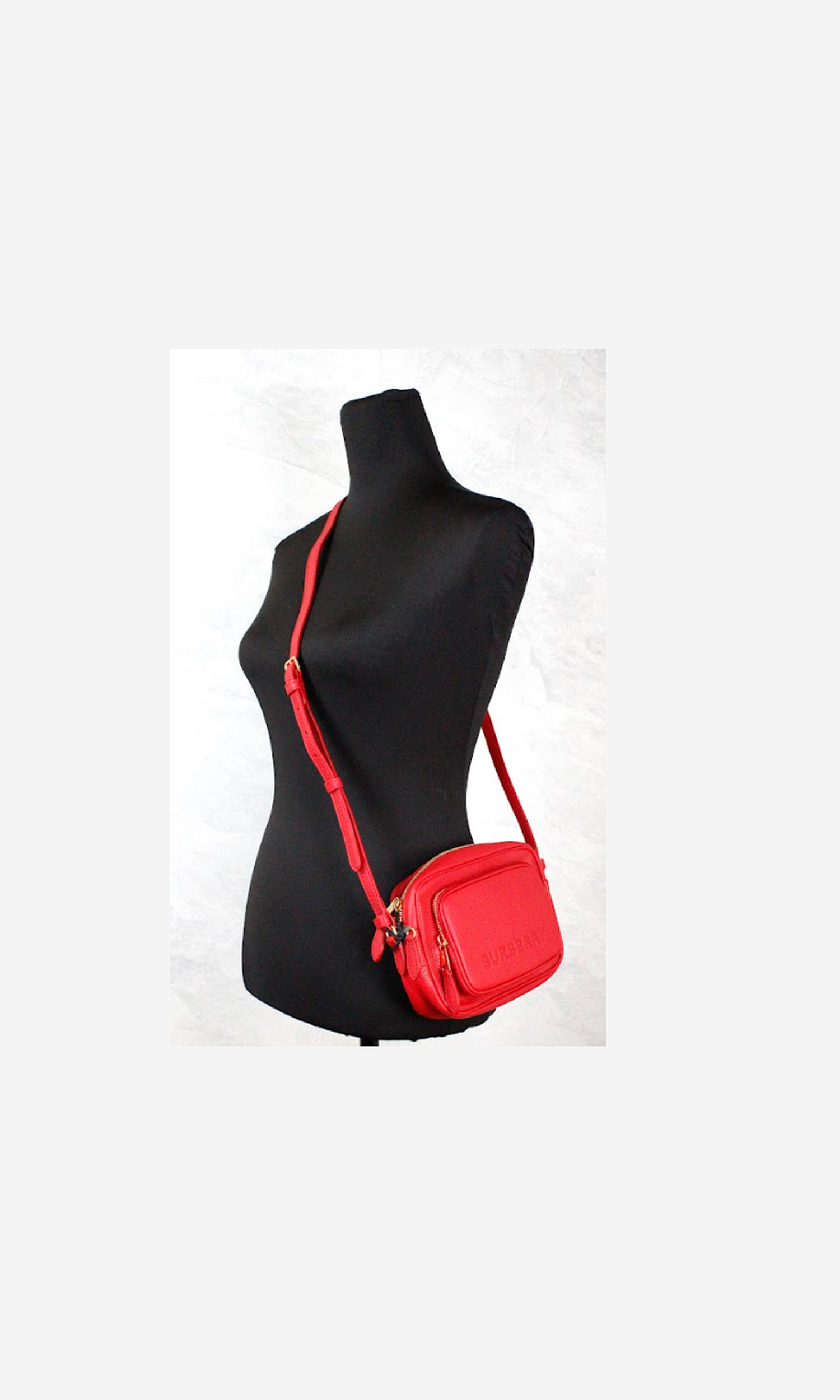 Burberry Small Branded Bright Grainy Leather Camera Crossbody Red Bag Glam Steals
