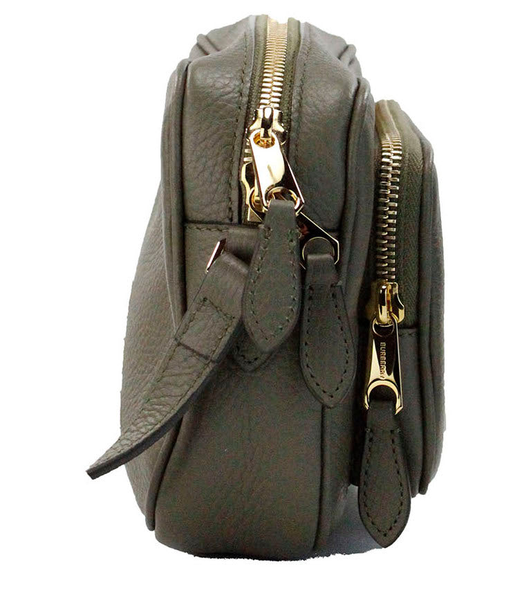 Burberry Small Branded Dark Fern Grainy Leather Camera Crossbody Green Bag Glam Steals