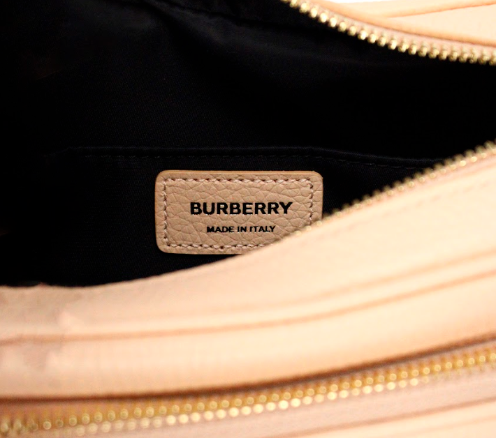 Burberry Small Branded Grainy Leather Camera Crossbody Peach Pink Bag Glam Steals