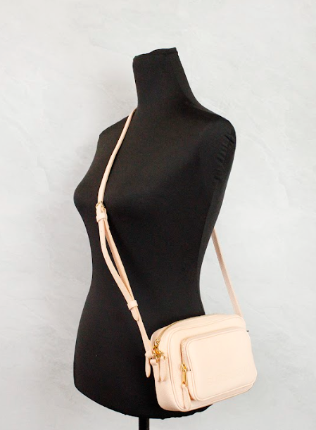 Burberry Small Branded Grainy Leather Camera Crossbody Peach Pink Bag Glam Steals