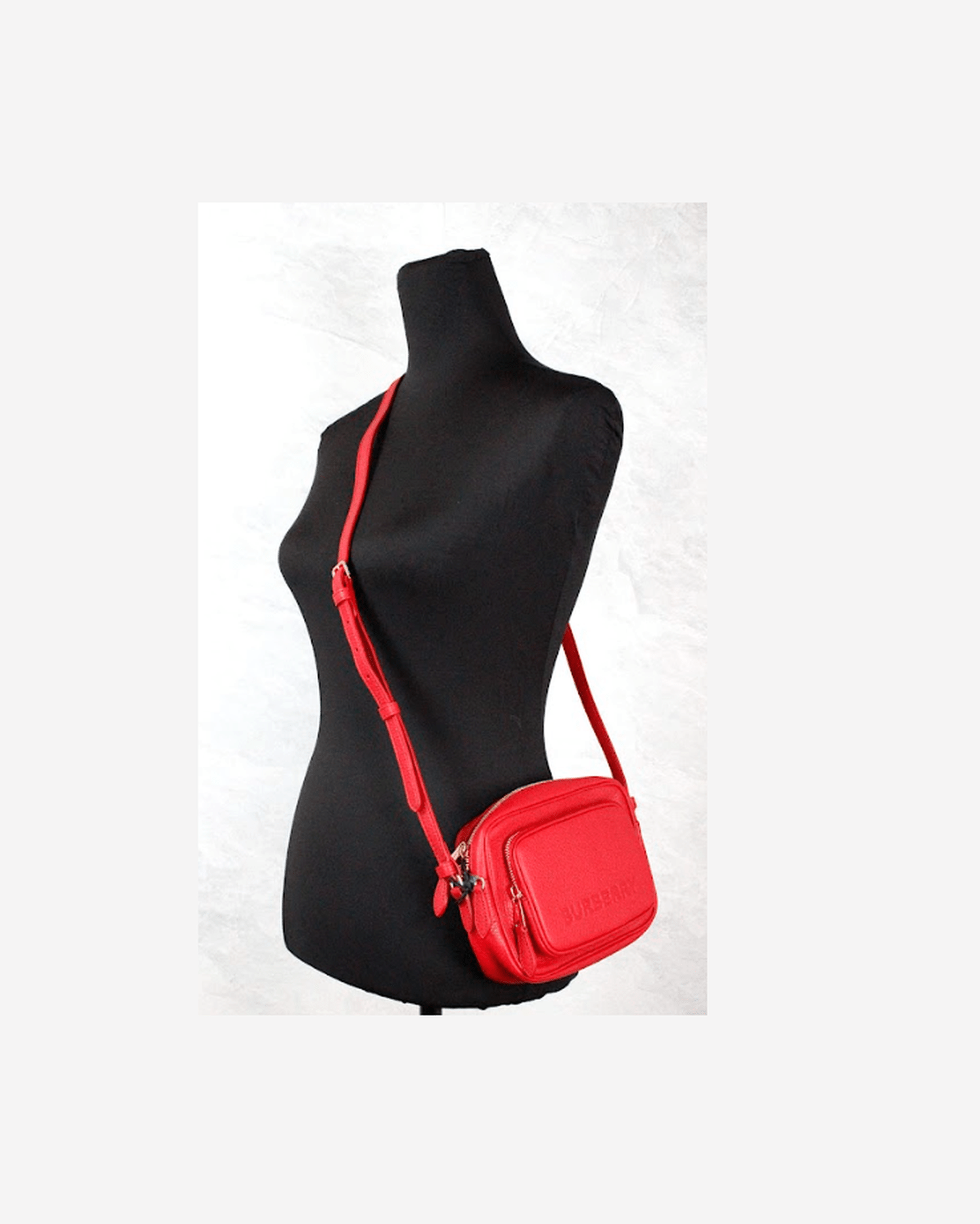 Burberry Small Branded Bright Grainy Leather Camera Crossbody Red Bag Glam Steals