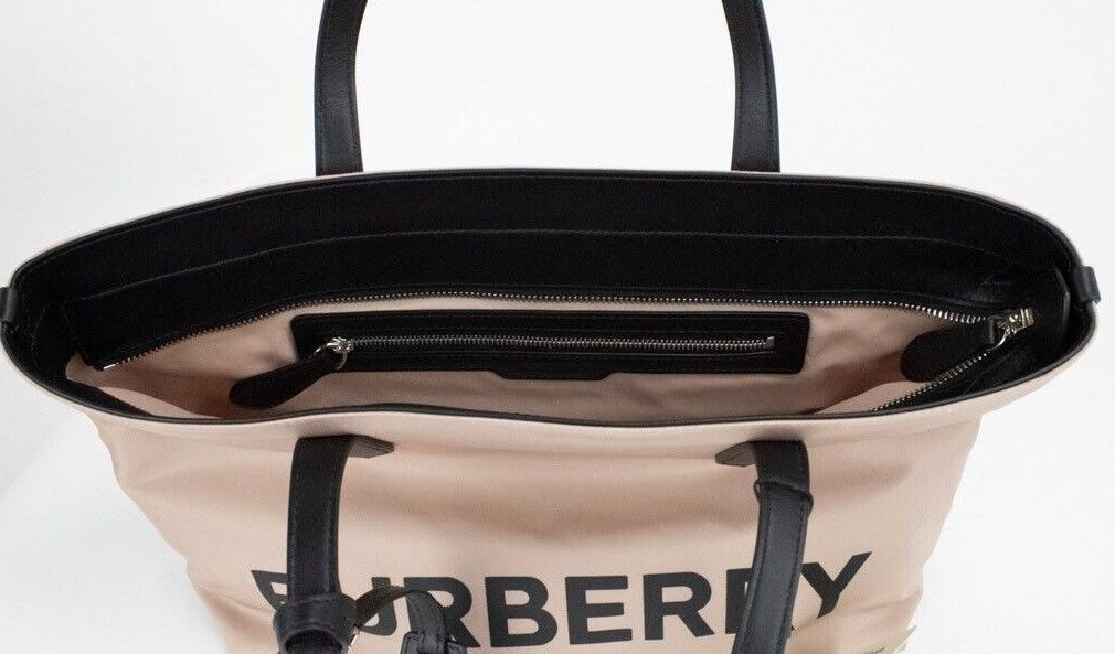 Burberry Small Rose Logo Branded Econyl Nylon Tote Shoulder Handbag Beige Purse Glam Steals