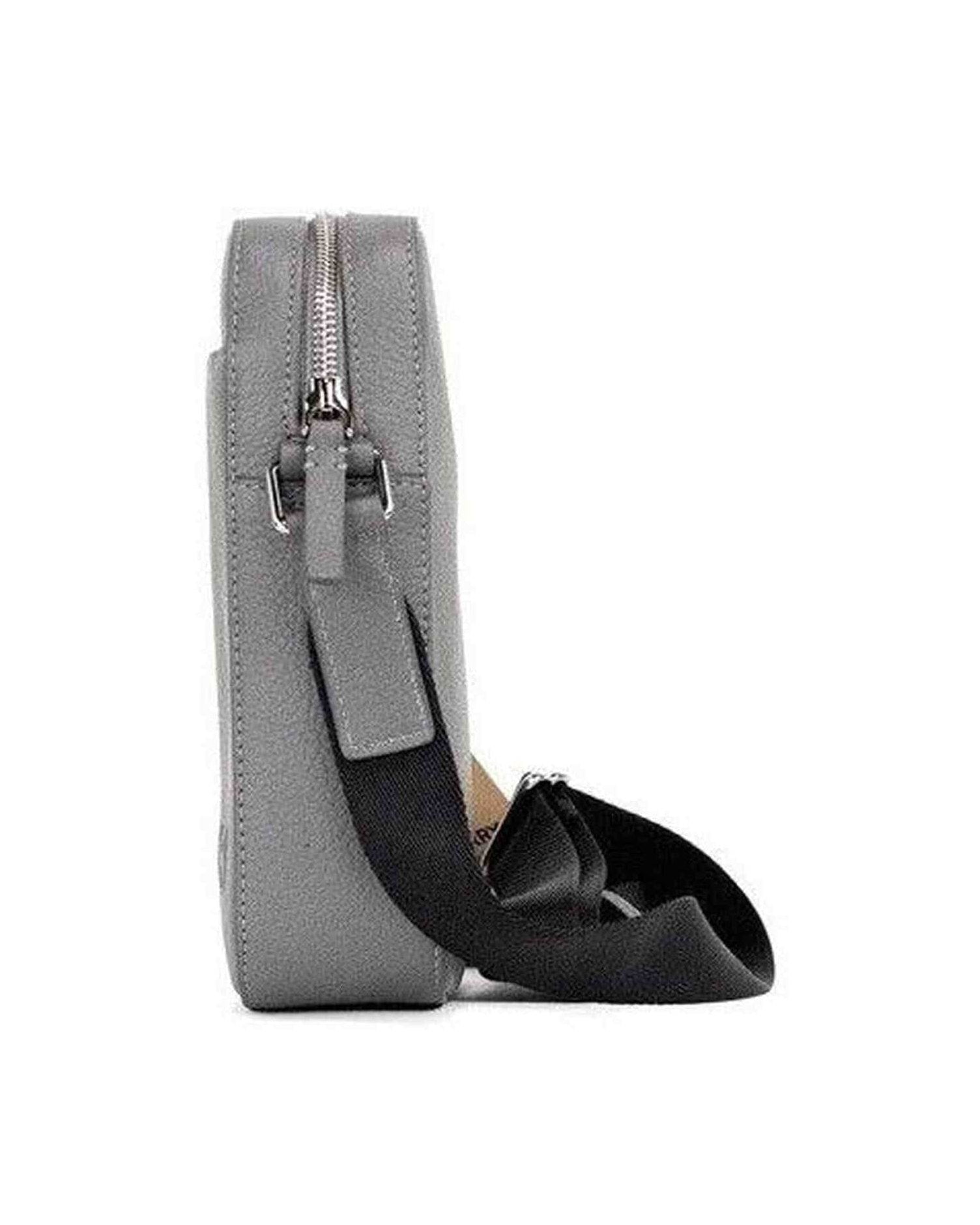 Burberry Thornton Small Embossed Logo Grainy Leather Crossbody Grey Handbag Glam Steals