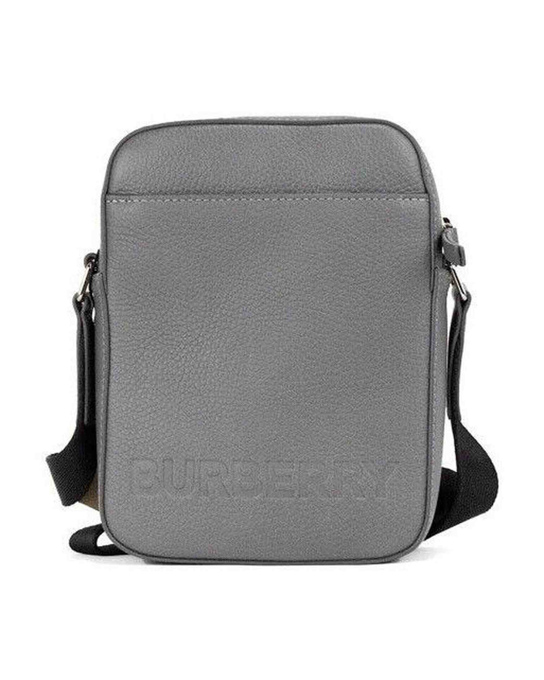 Burberry Thornton Small Embossed Logo Grainy Leather Crossbody Grey Handbag Glam Steals