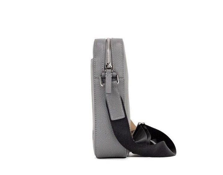Burberry Thornton Small Embossed Logo Grainy Leather Crossbody Grey Handbag Glam Steals