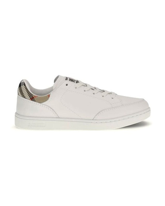 Burberry White Calf Leather Bos Taurus Low Top Sneakers 