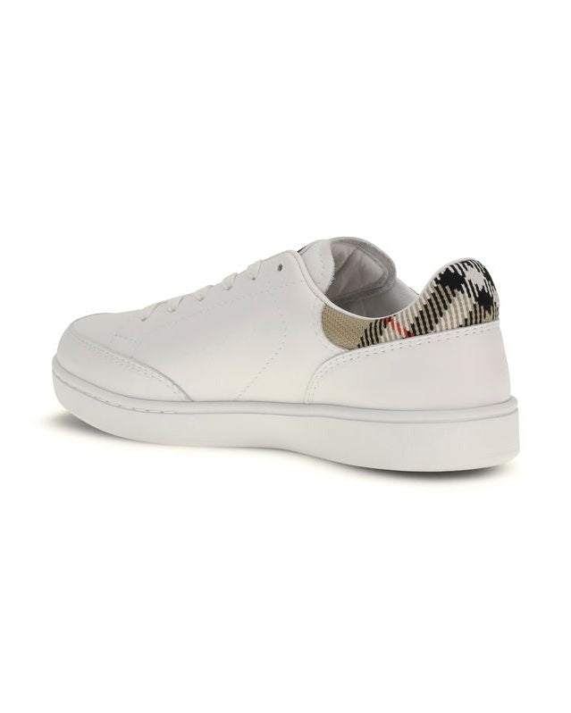 Burberry White Calf Leather Bos Taurus Low Top Sneakers 