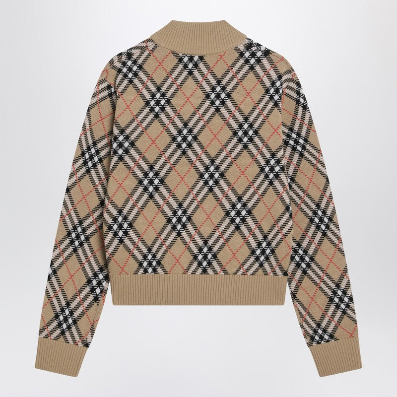 Burberry Wool Check Zip Up Cardigan Glam Steals