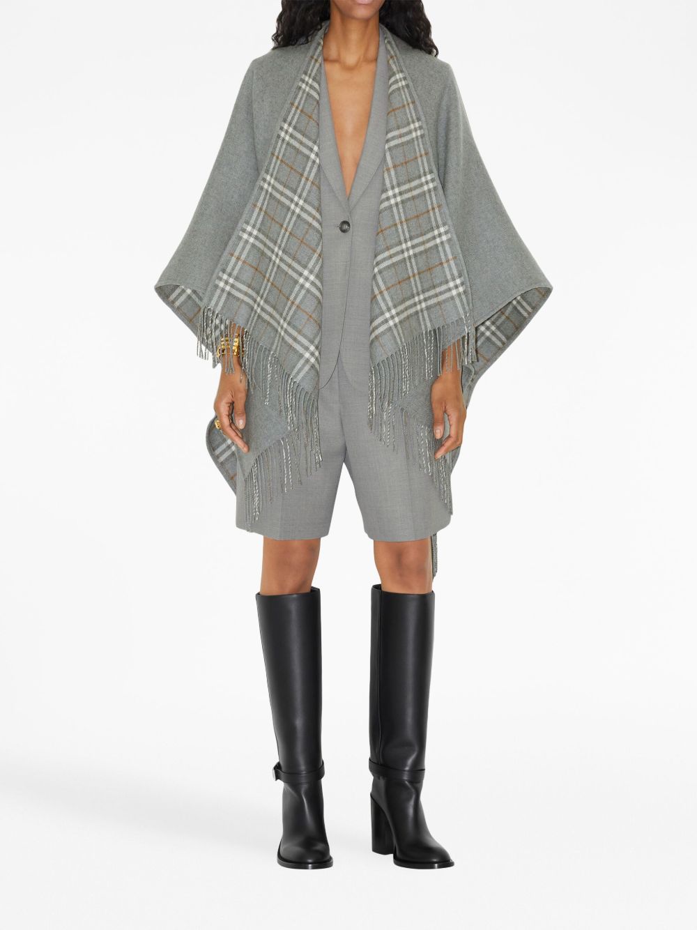 Burberry Wool Vintage Check Reversible Cape Glam Steals