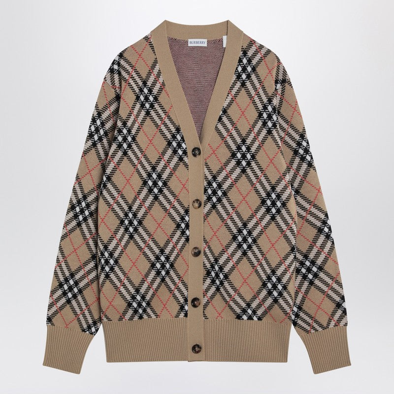 Burberry Wool and Mohair Blend Check Cardigan Glam Steals