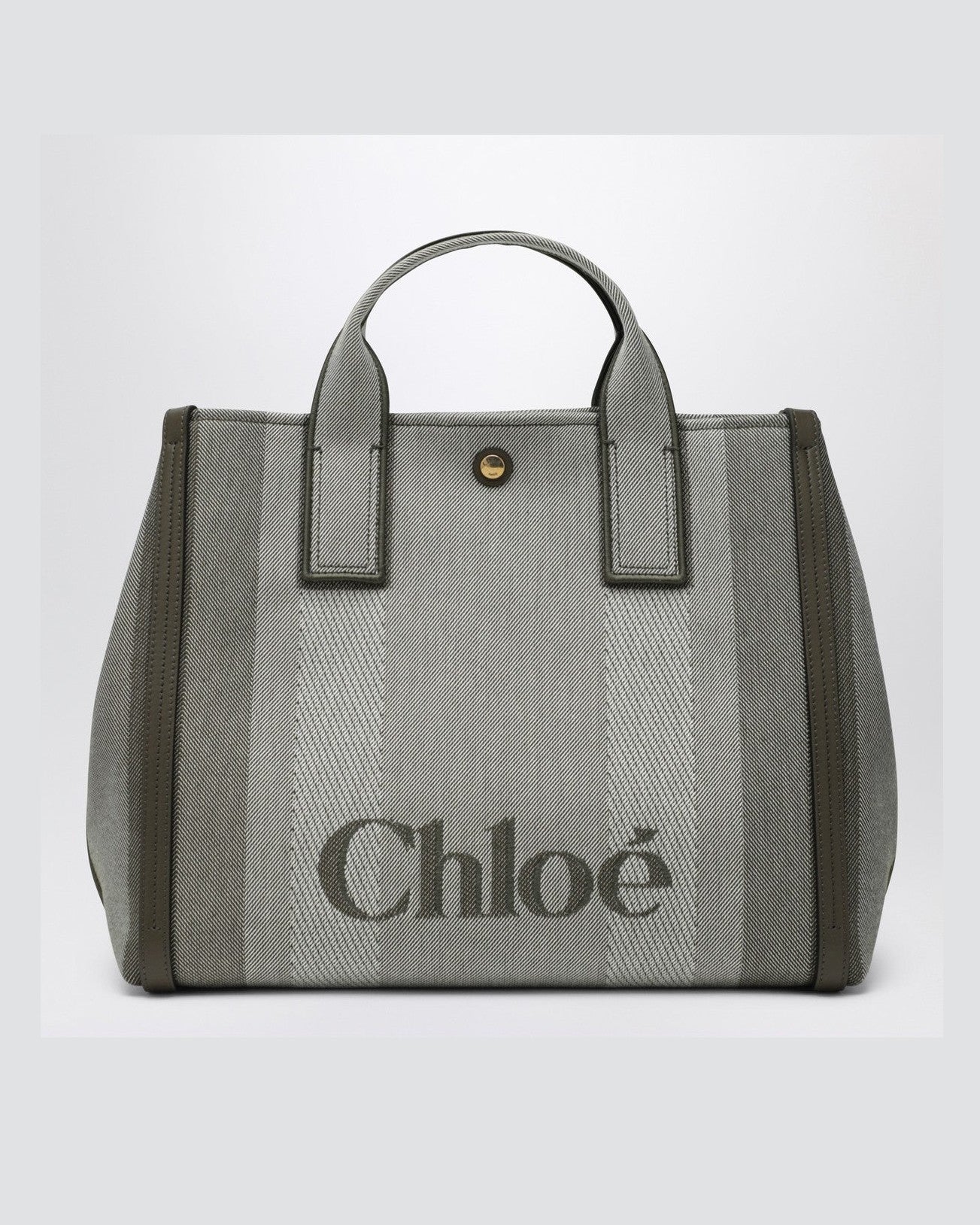 Chloé Dark Green Canvas Carry Tote Bag in Striped Glam Steals