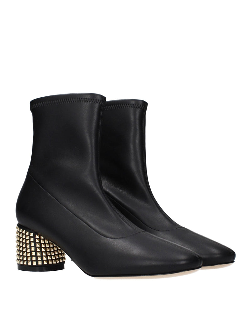 Casadei Black Leather Ankle Boots 