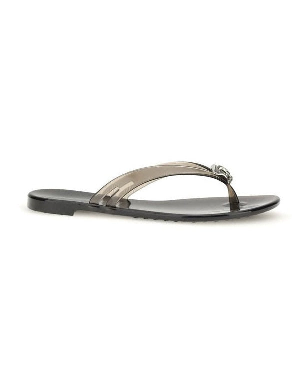 Casadei Black Polyurethane Flat Sandals