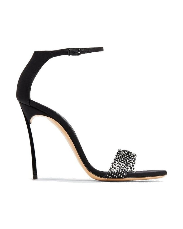 Casadei Black Silk Stiletto Heel Sandals Glam Steals