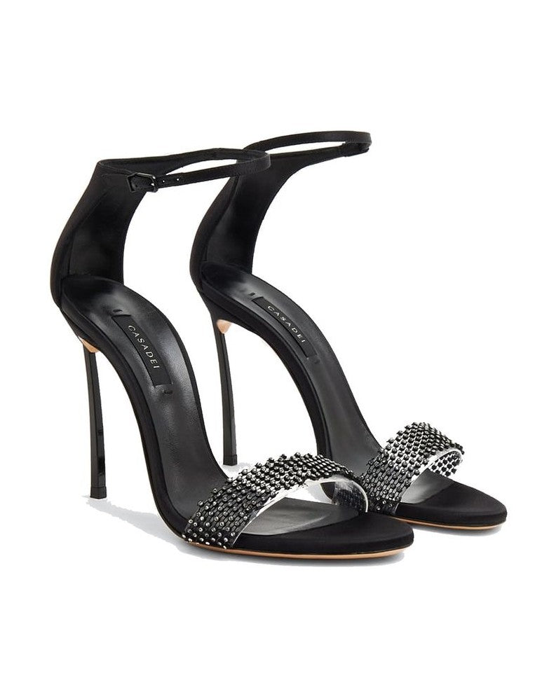 Casadei Black Silk Stiletto Heel Sandals Glam Steals