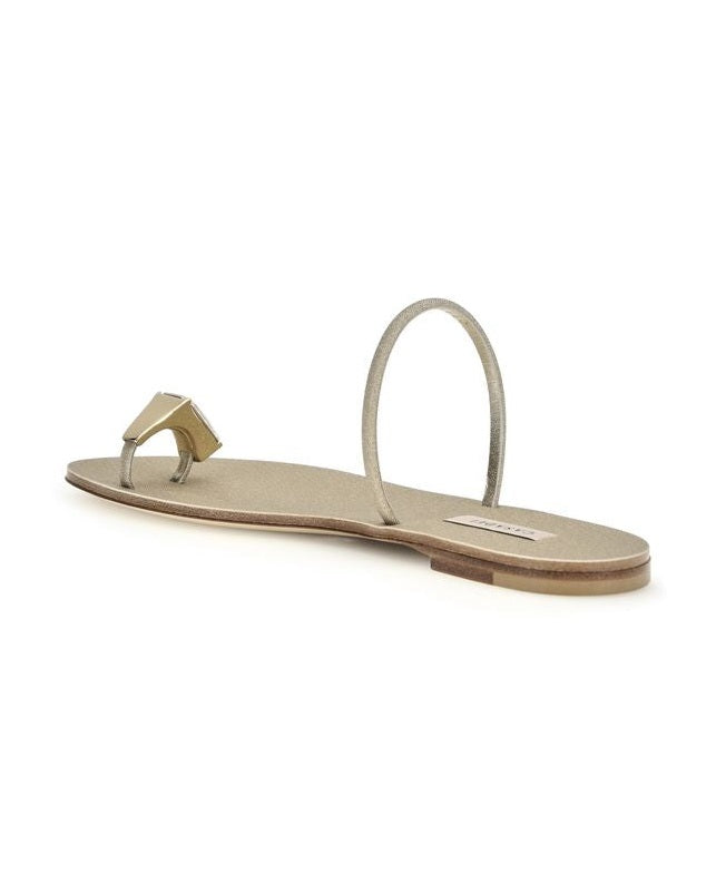 Casadei Gold Calf Leather Bos Taurus Flat Sandals Glam Steals