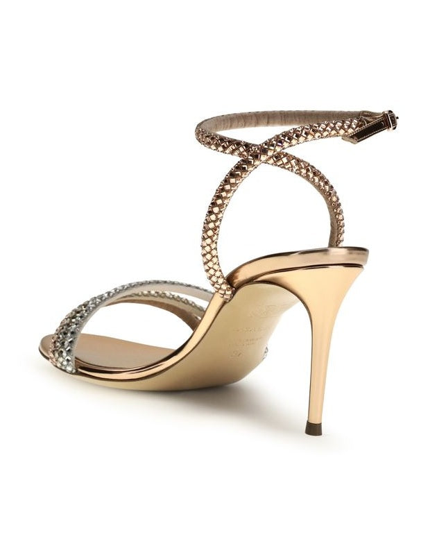 Casadei Gold Calf Leather Bos Taurus Stiletto Heel Glam Steals