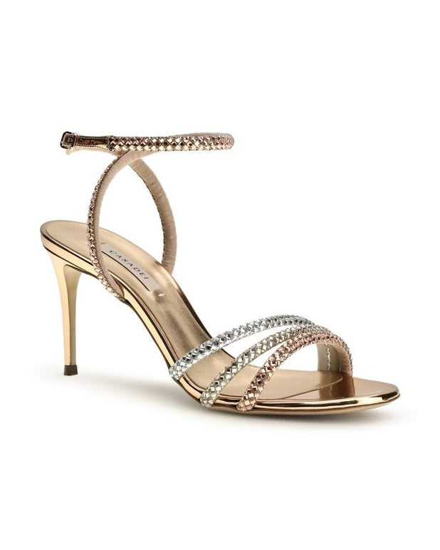 Casadei Gold Calf Leather Bos Taurus Stiletto Heel Glam Steals