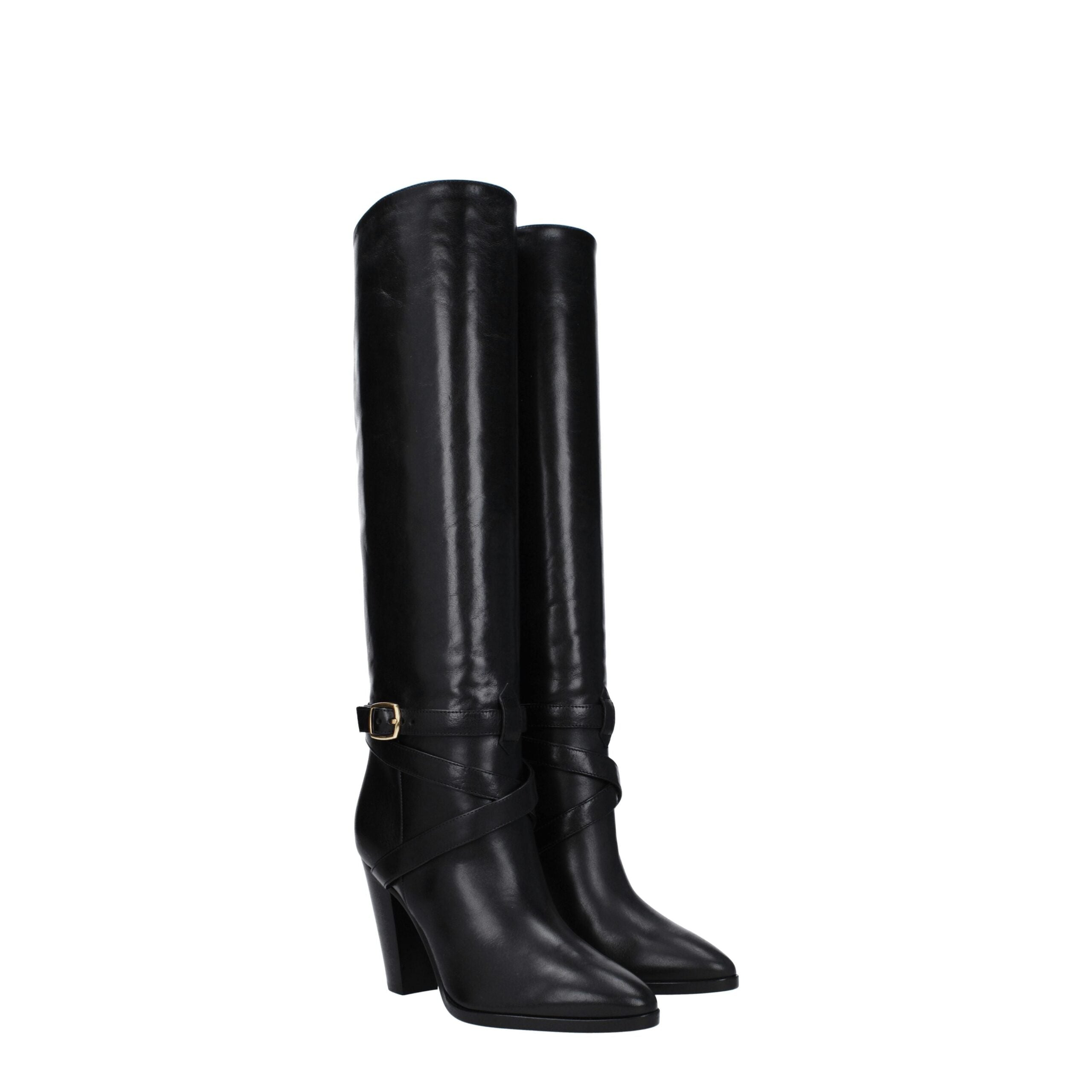 Celine Black Leather High Heel Boots Glam Steals