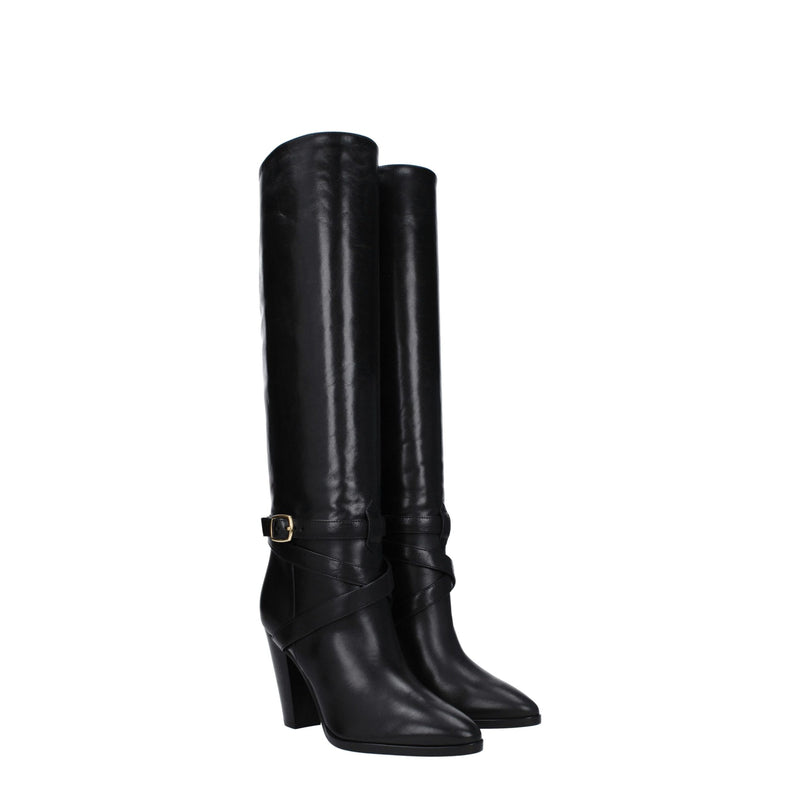 Celine Black Leather High Heel Boots Glam Steals