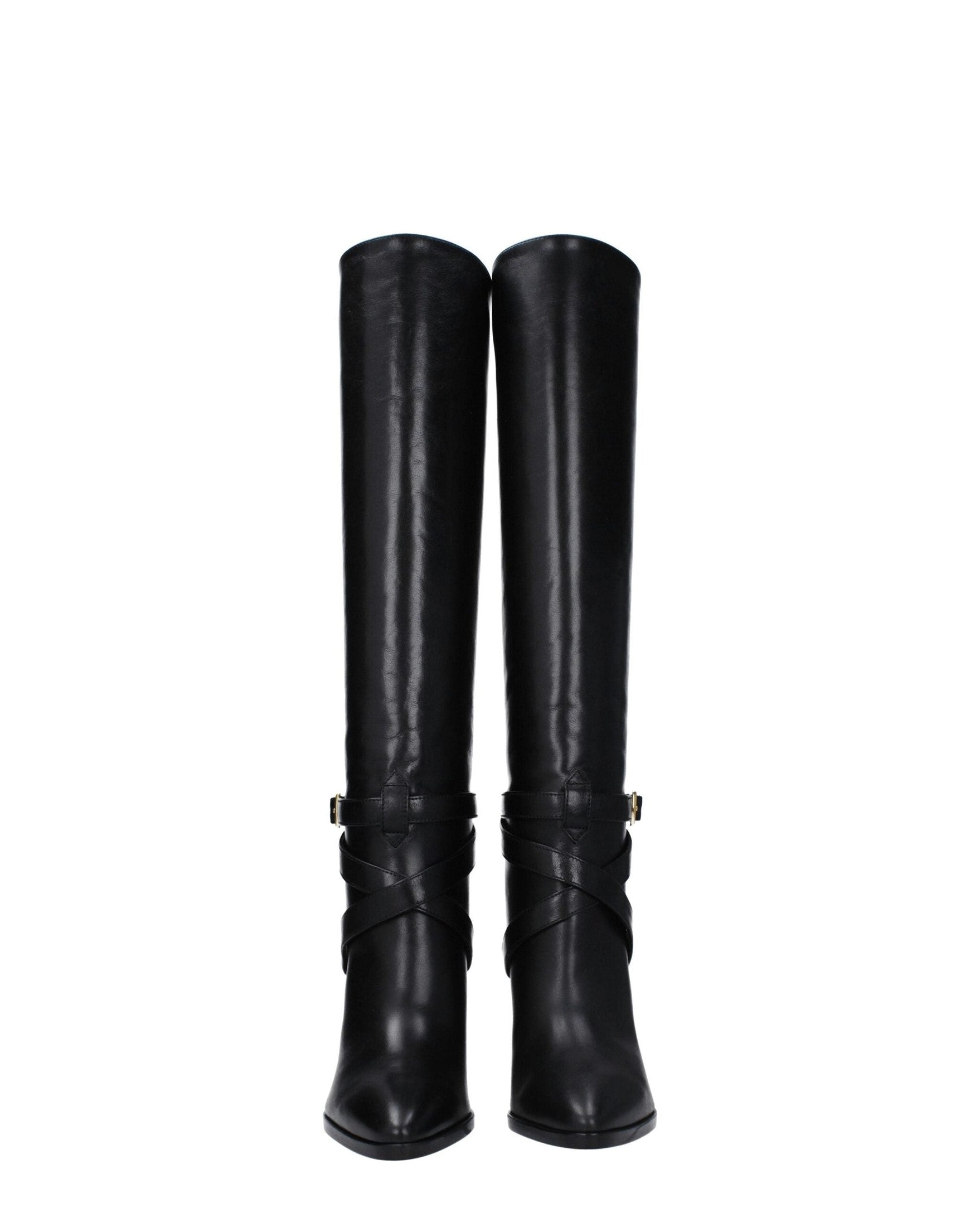 Celine Black Leather High Heel Boots Boots