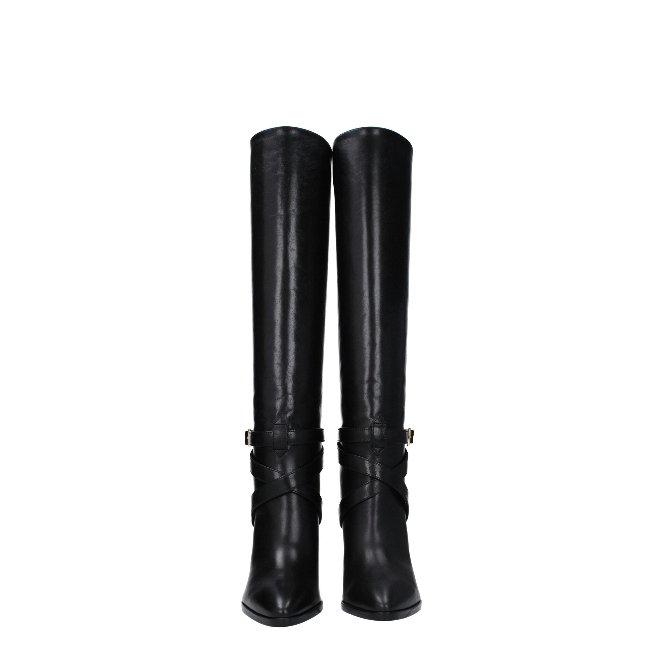 Celine Black Leather High Heel Boots Glam Steals