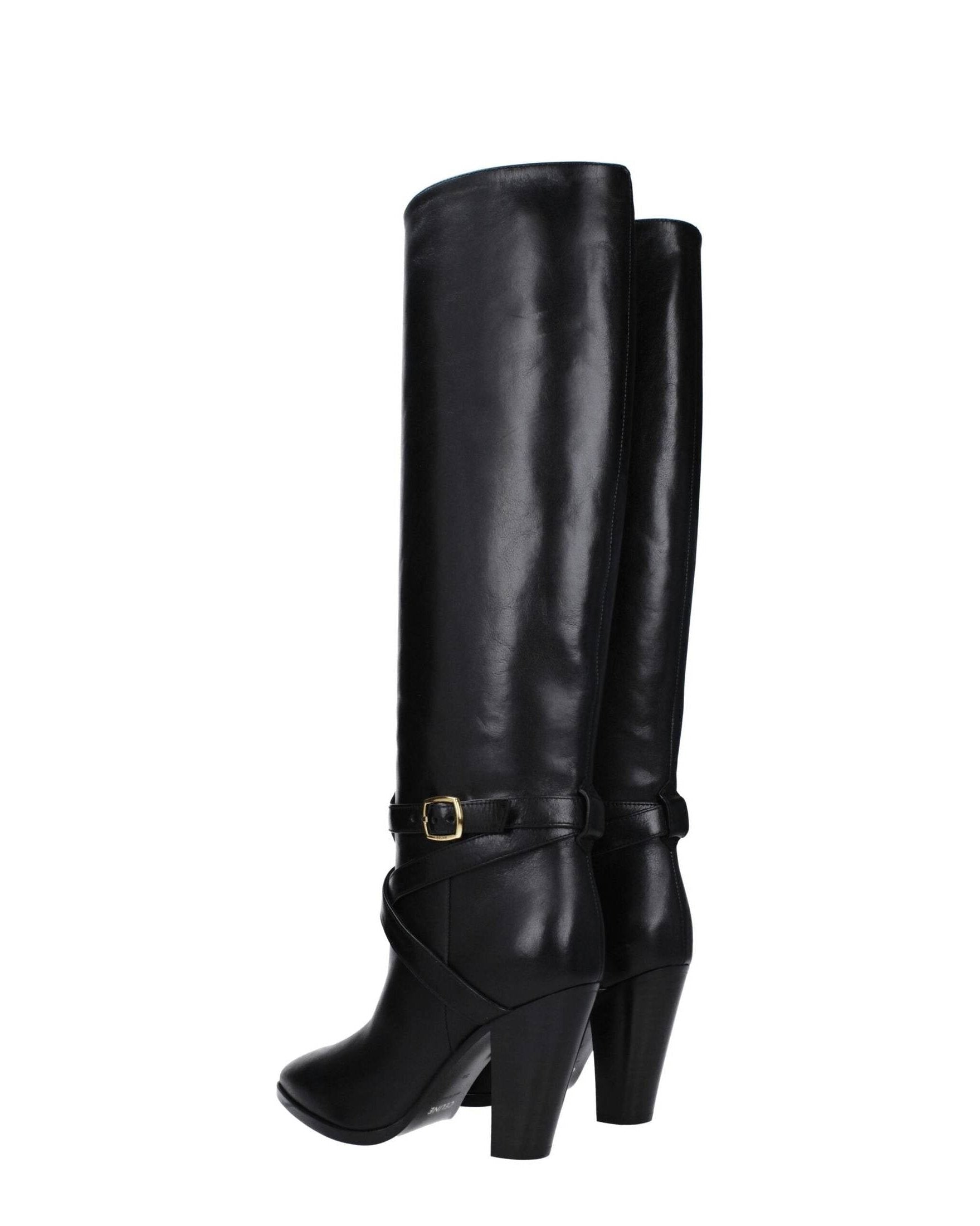 Celine Black Leather High Heel Boots Boots