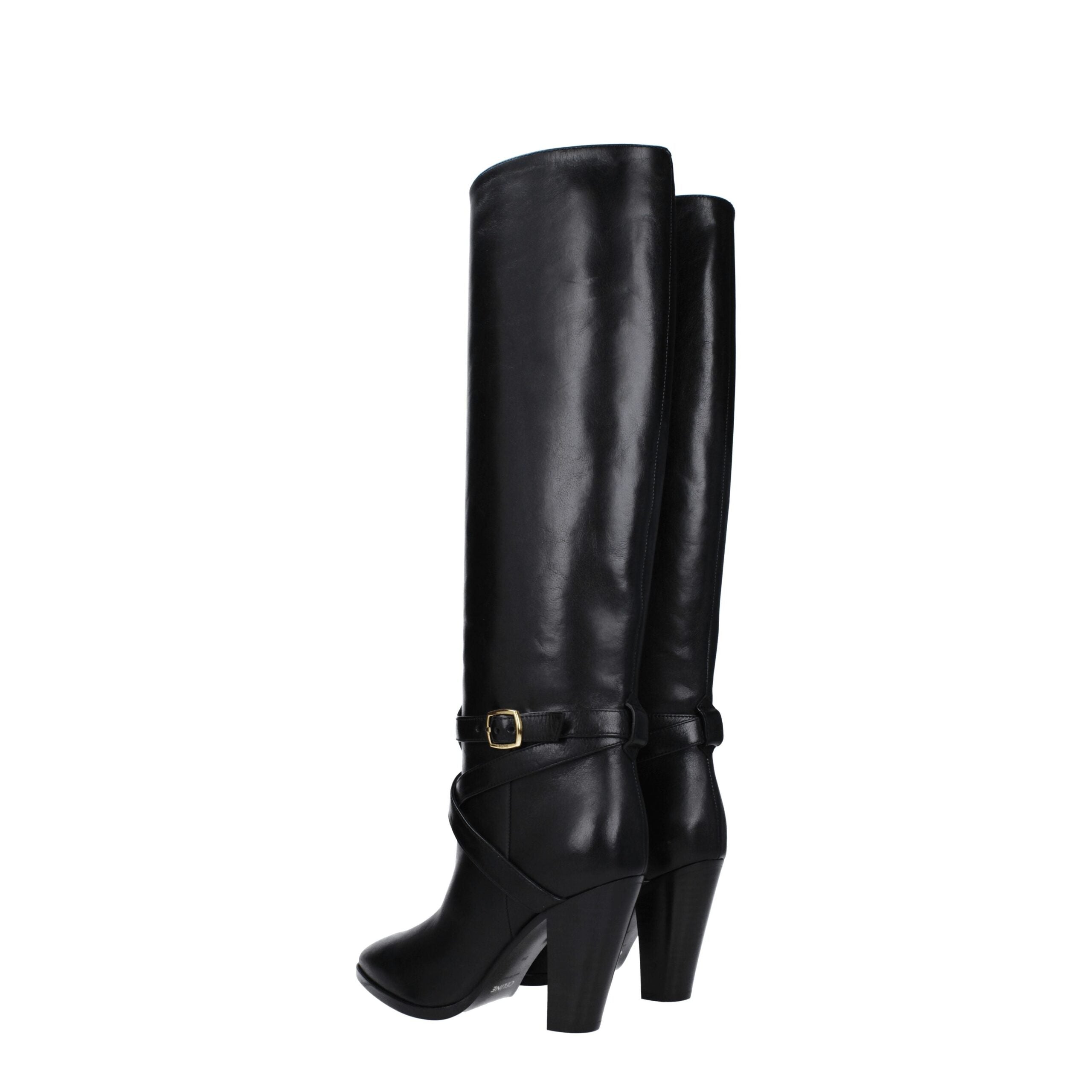 Celine Black Leather High Heel Boots Glam Steals