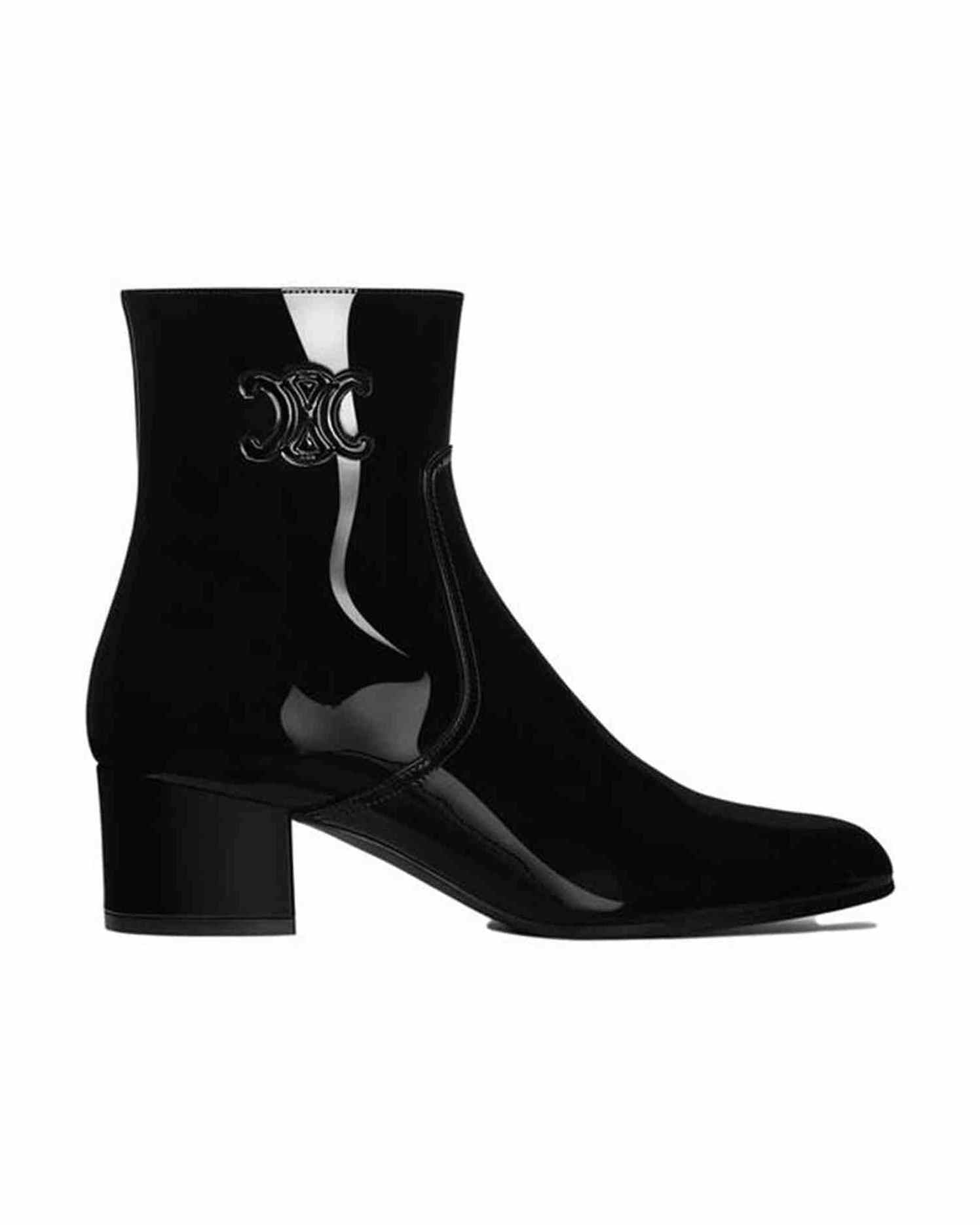 Celine Leather Triomphe Zipped Boots Glam Steals