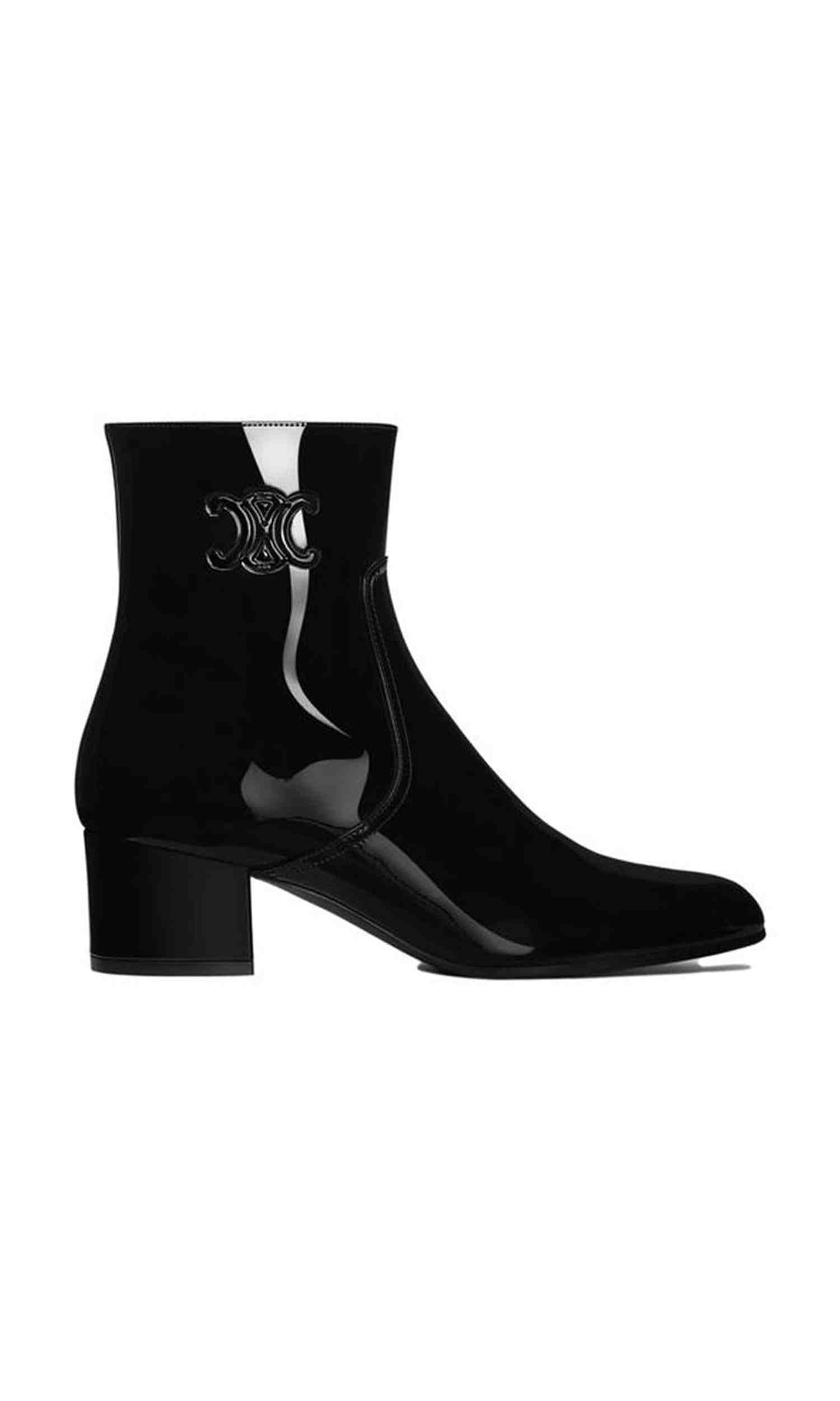 Celine Leather Triomphe Zipped Boots Glam Steals