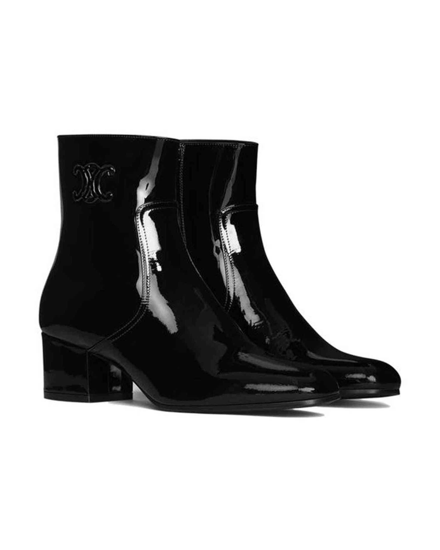 Celine Leather Triomphe Zipped Boots Glam Steals