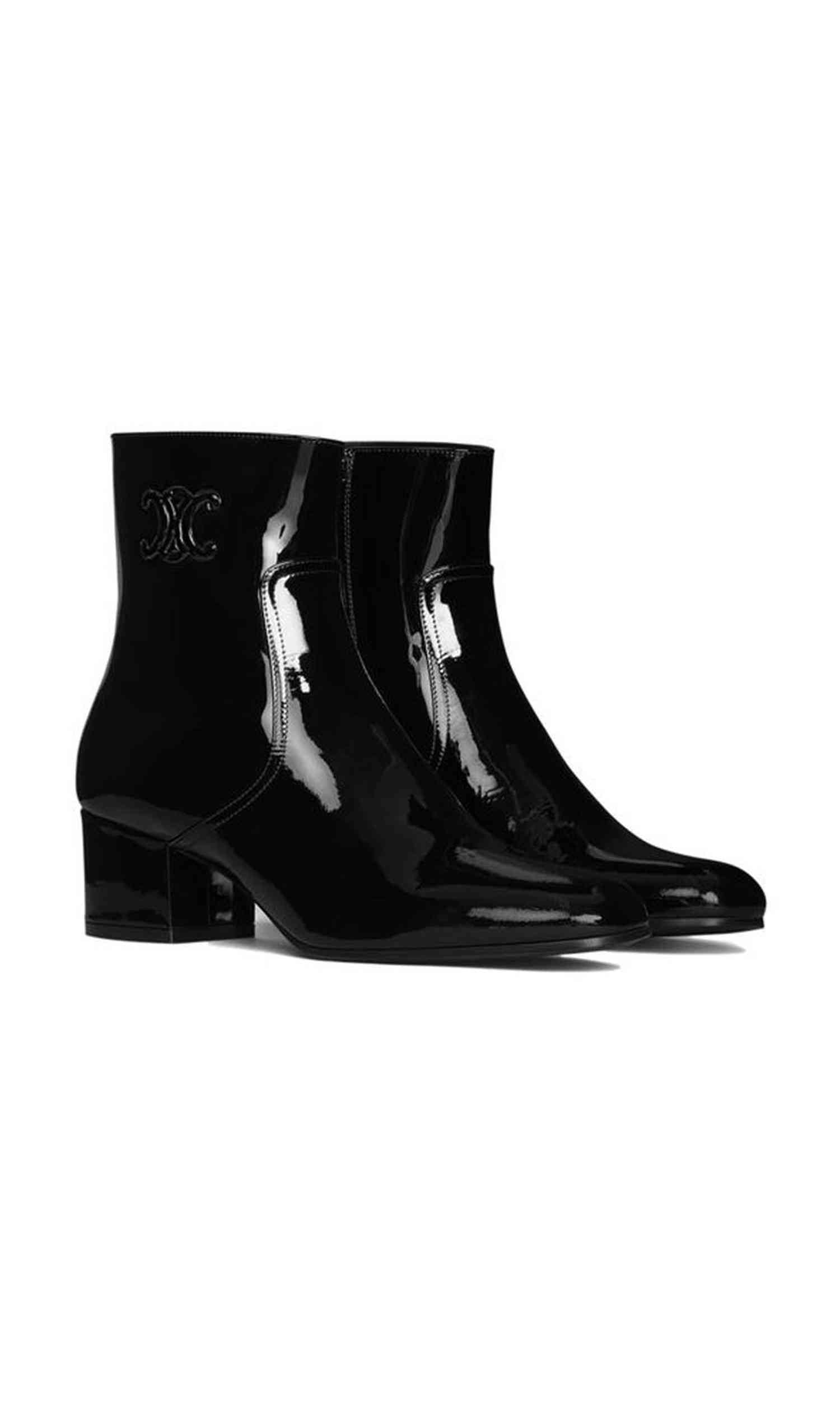 Celine Leather Triomphe Zipped Boots Glam Steals