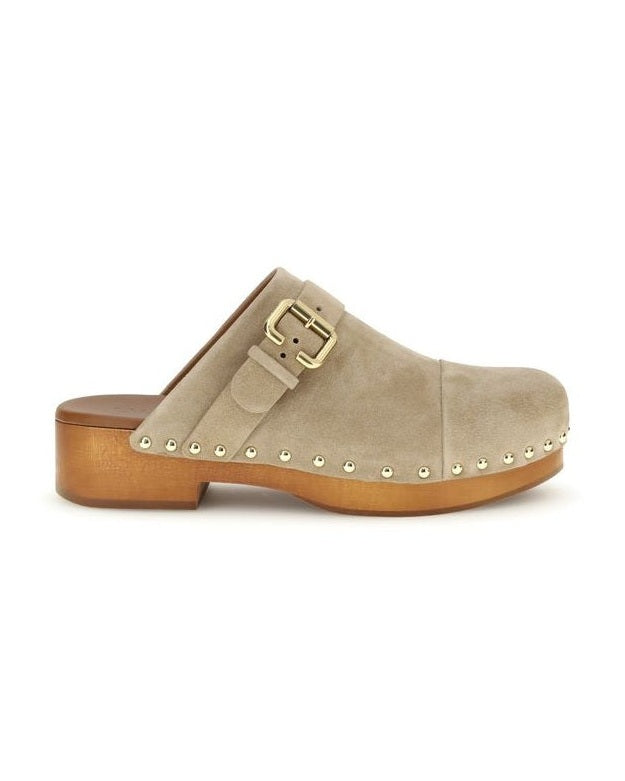 Chloé Beige Calf Leather Bos Taurus Clogs Flats
