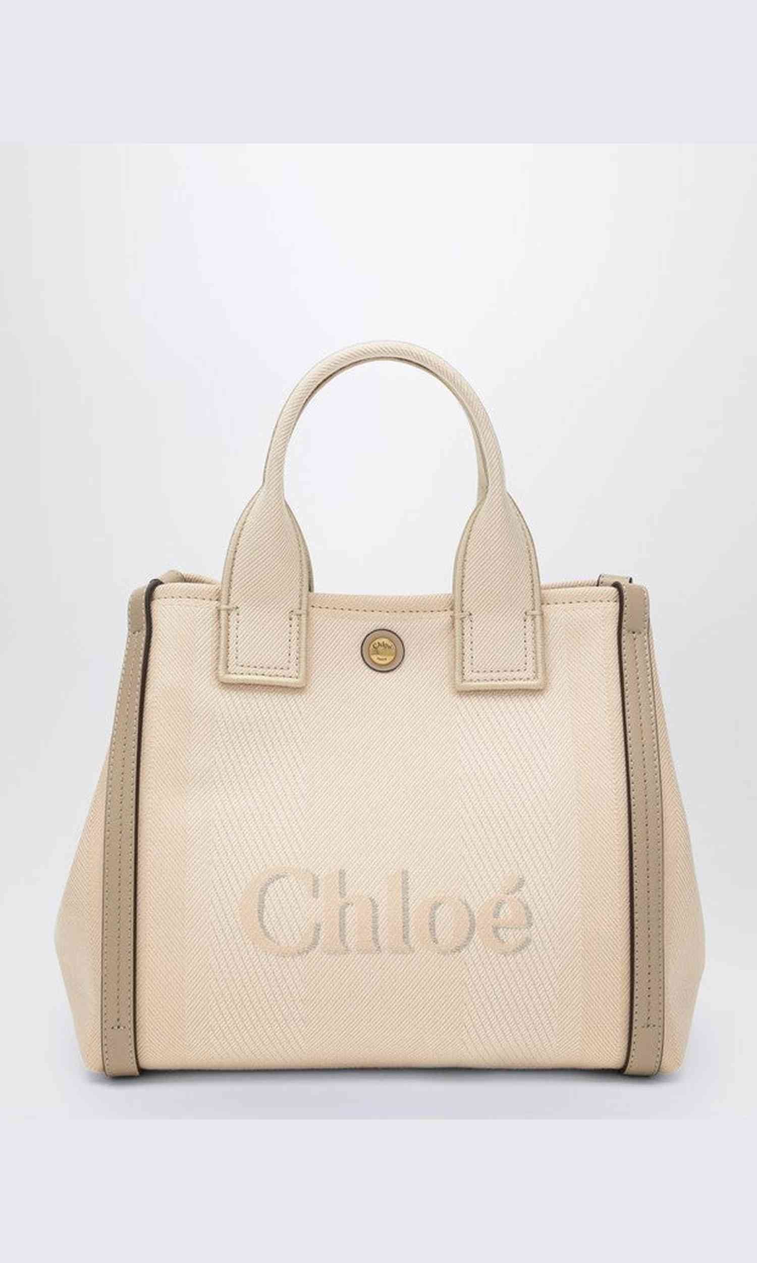 Chloé Beige Canvas Carry Small Tote Bag in Blushy Glam Steals
