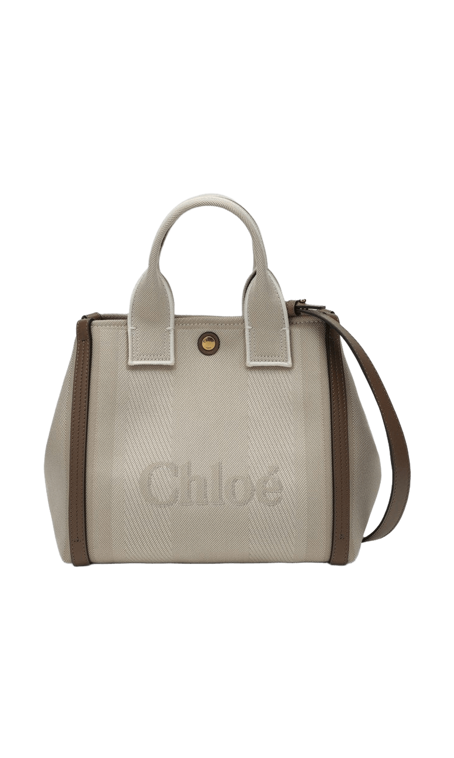 Chloé Beige Canvas Carry Small Tote Bag in Striped Glam Steals