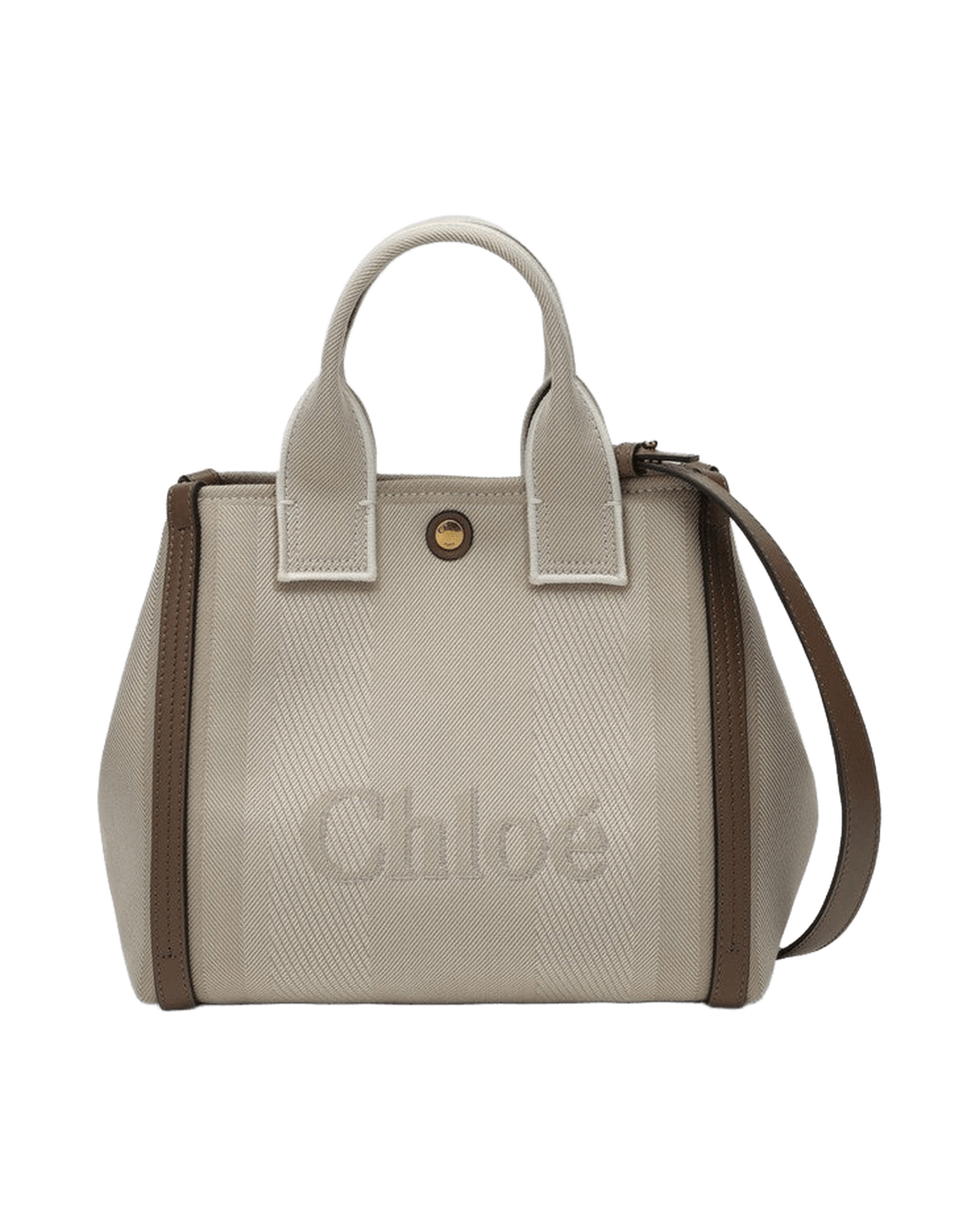 Chloé Beige Canvas Carry Small Tote Bag In Striped Glam Steals