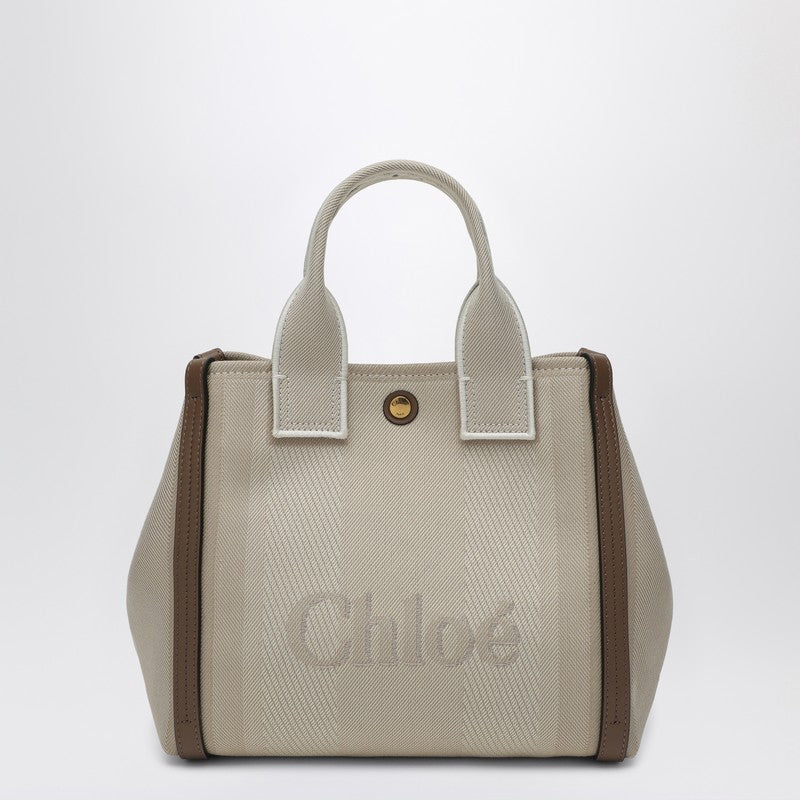 Chloé Beige Canvas Carry Small Tote Bag in Striped Glam Steals