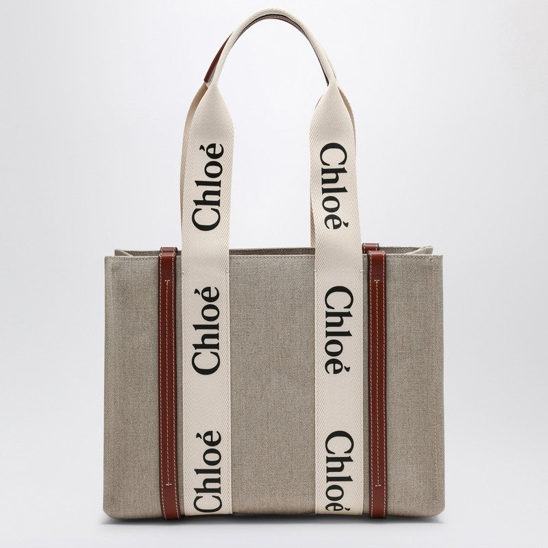 Chloé Beige Canvas Woody Medium Bag Glam Steals