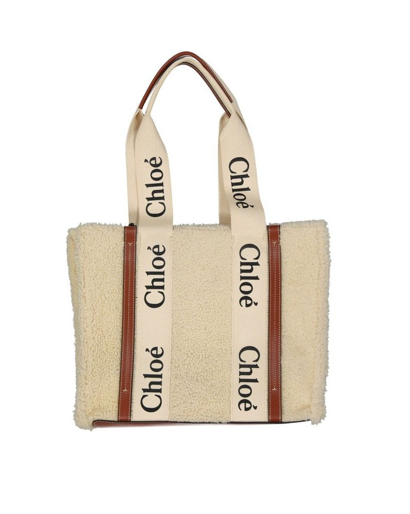 Chloé Beige Lamb Fur Tote Bag Glam Steals