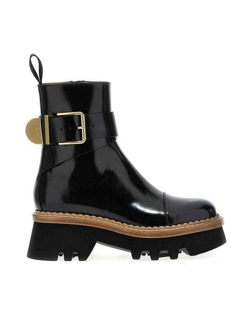 Chloé Black Calfskin Ankle Boots 