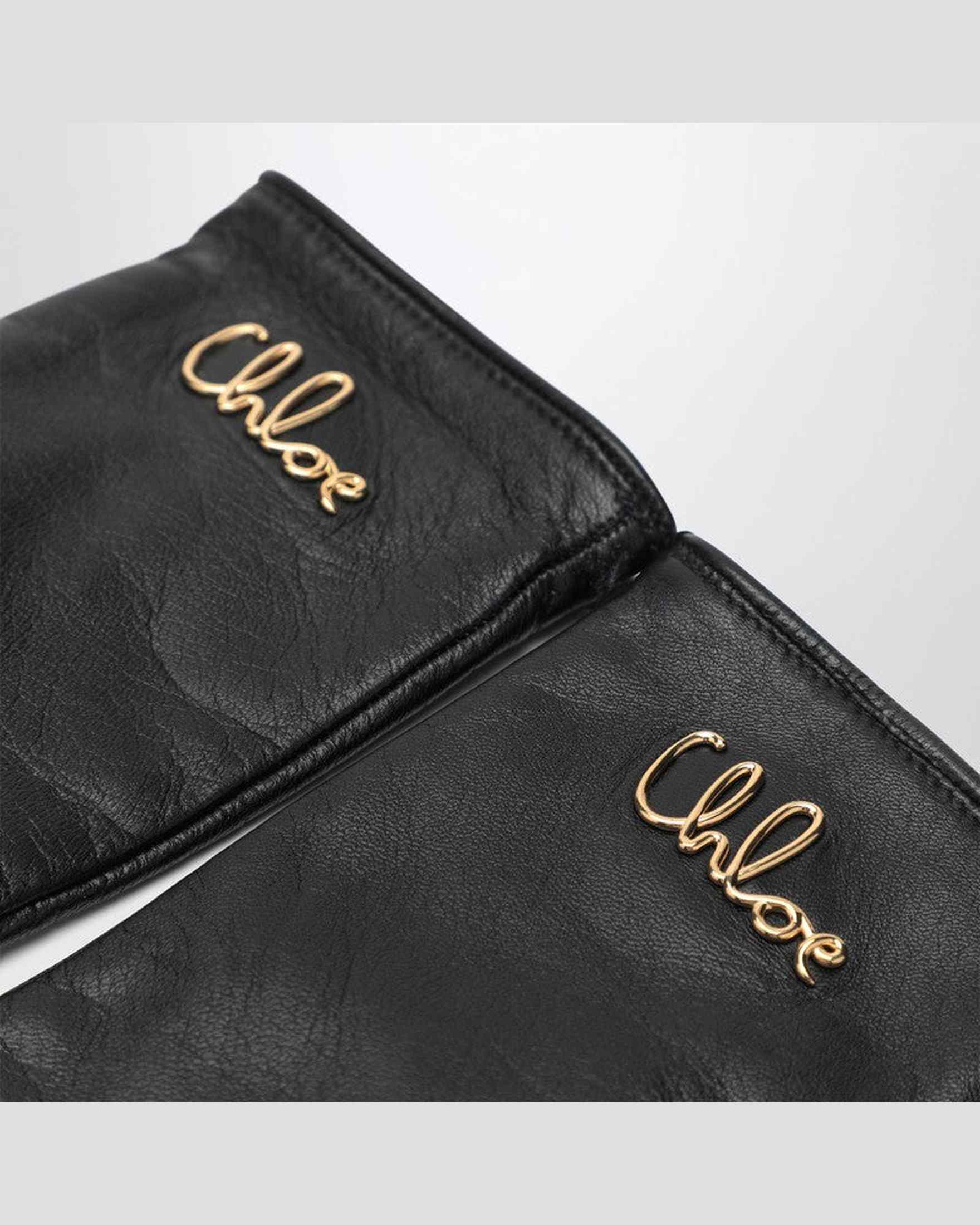 Chloé Black Leather Iconic Gloves Glam Steals